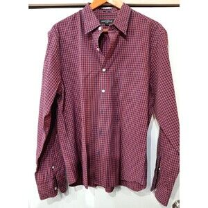 J Crew Shirt Mens XL  Red/Blue Button Down Slim Fit Mercantile Flex